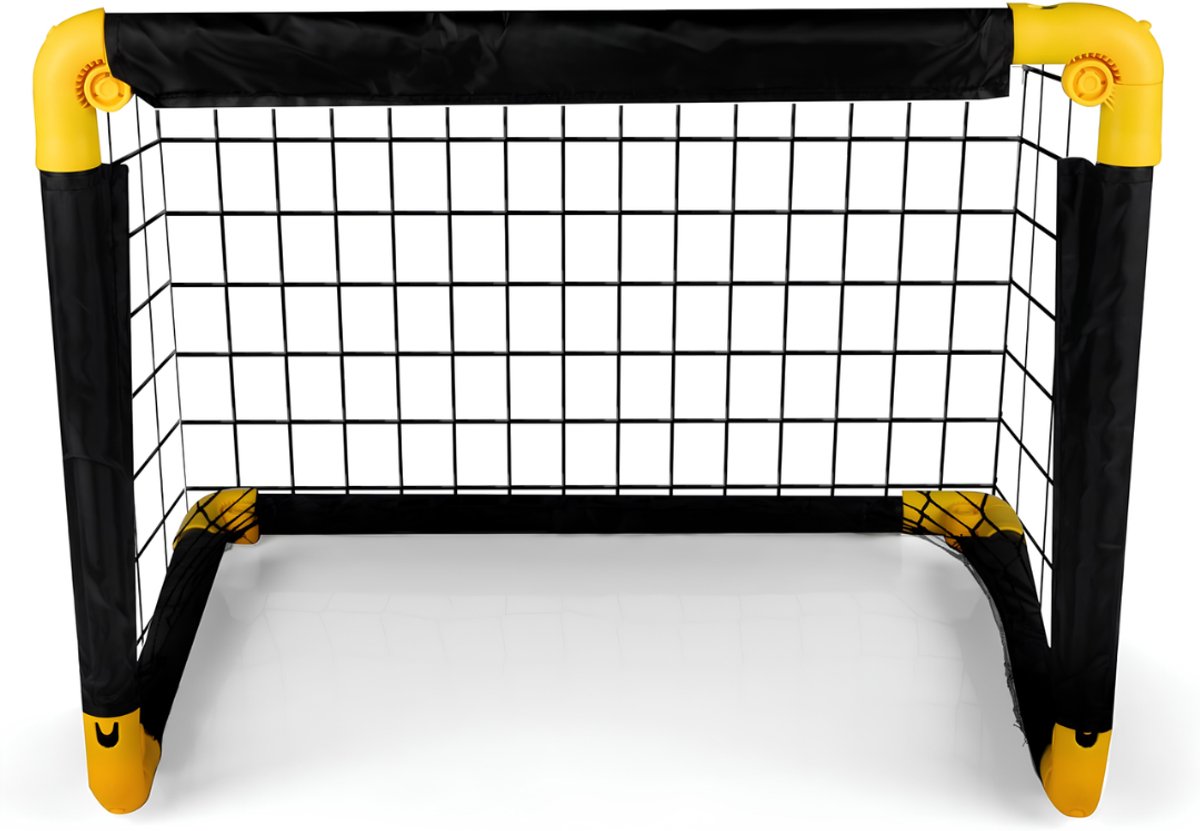 Lìon® Voetbaldoel - 3 Stukken - Voetbalgoal - Voetbal Doel - Zwart / Geel - 50cm x 44cm x 44 cm