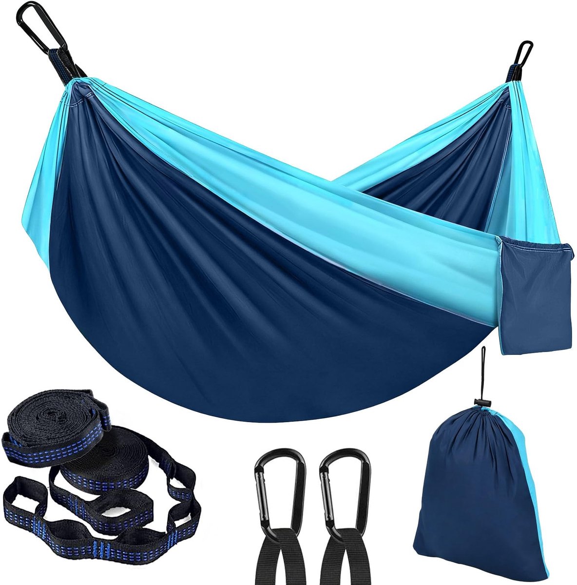 Omgoods - Camping Hammock Dubbele Hangmat 270 x 140 cm - Ultralicht en Draagbaar voor Kamperen