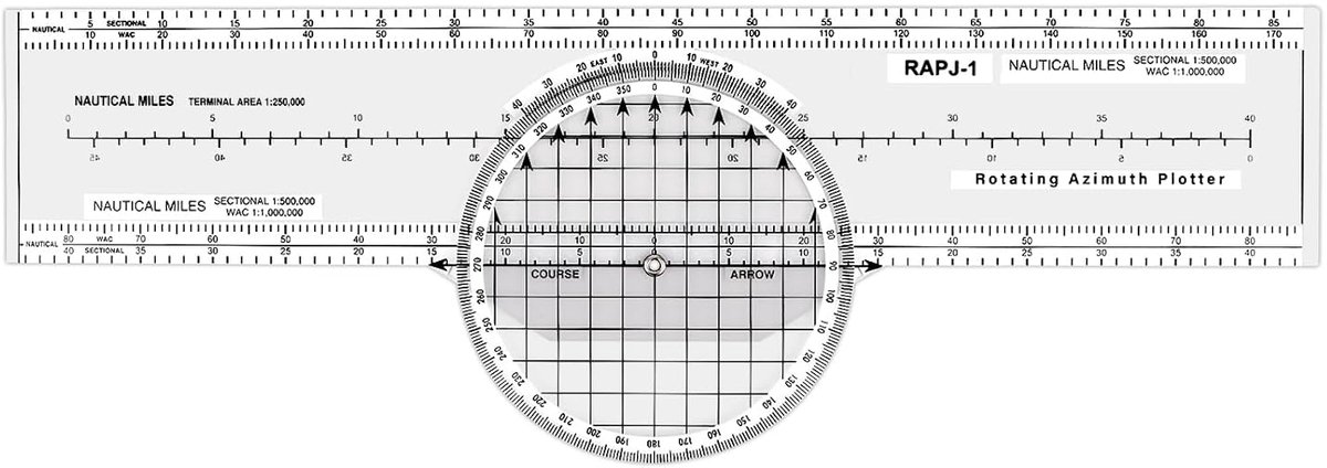 Luchtvaartplotter met 8 functies voor pilotenaccessoires, roterende Azimut, WAC-grafieken, luchtnavigatieplotter, 13,4 inch
