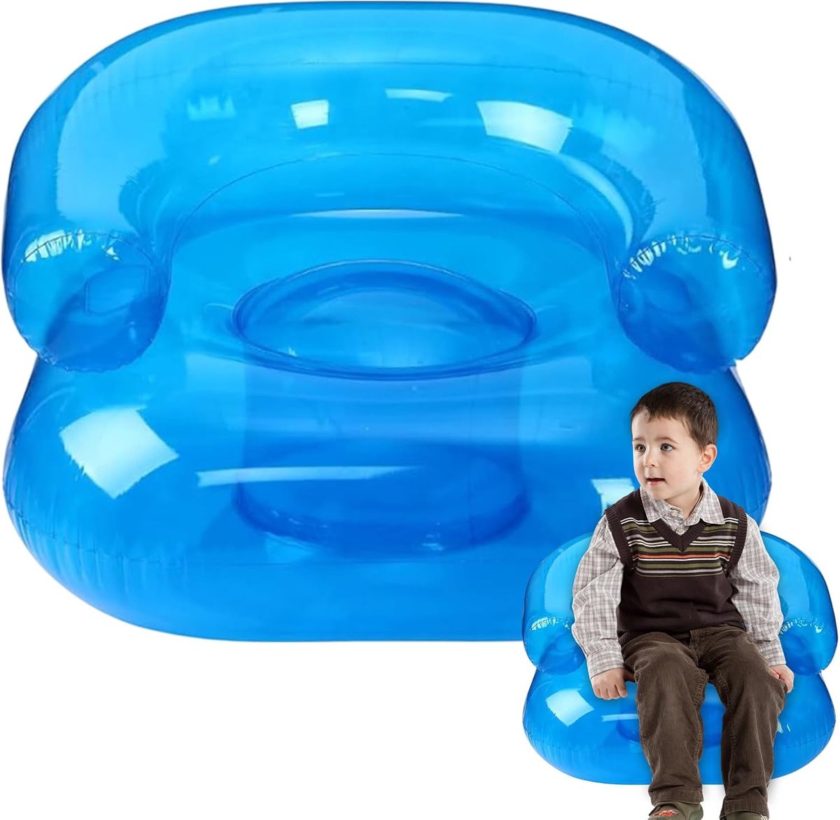 Opblaasbare zitzak, draagbare opblaasbare stoel voor kinderen en volwassenen, opblaasbare loungebank voor binnen en buiten - PVC opblaasbare kinderstoel - 66*69 cm