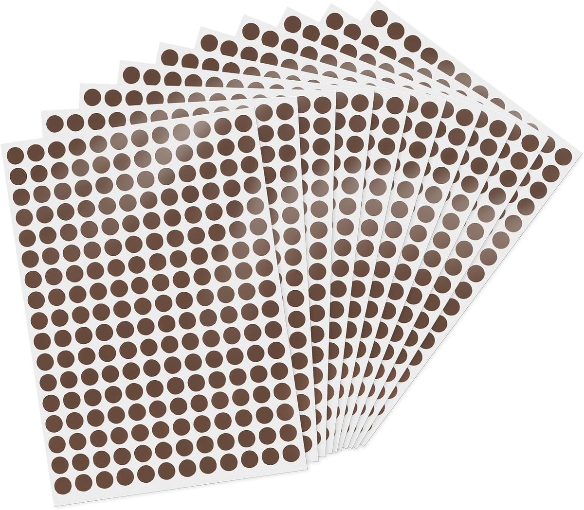 2040 stuks bruine stippenstickers, 10 mm, ronde vinyl-plakstippen, zelfklevende etiketten, markeringspunten voor kleurcodering