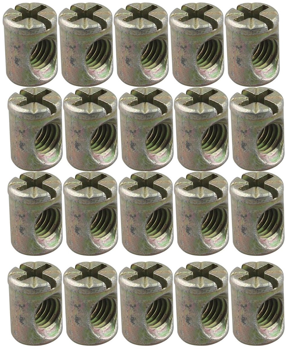 20 STKS M6 * 13MM Vat Noten Cross Dowels Slotted Noten voor Meubels Bed Cot Stoelen Crib