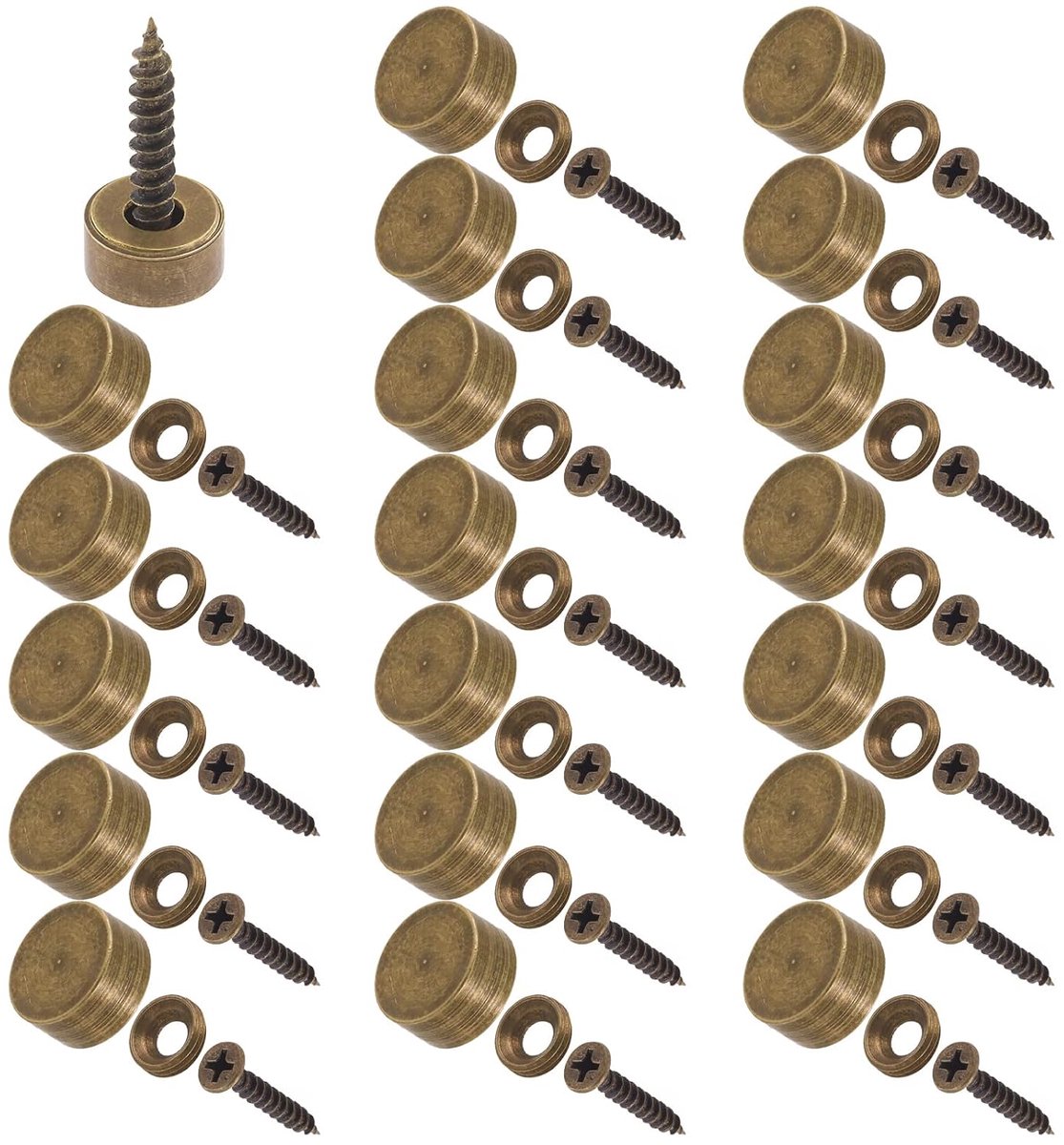 60Pcs 12Mm Spiegel Schroeven Cap Cover Met Spiegel Decoratieve Schroeven En Wasmachines, Bronzen Spiegel Schroeven Bevestigingsmiddelen Voor Spiegels Theetafels (12mm, Brons)