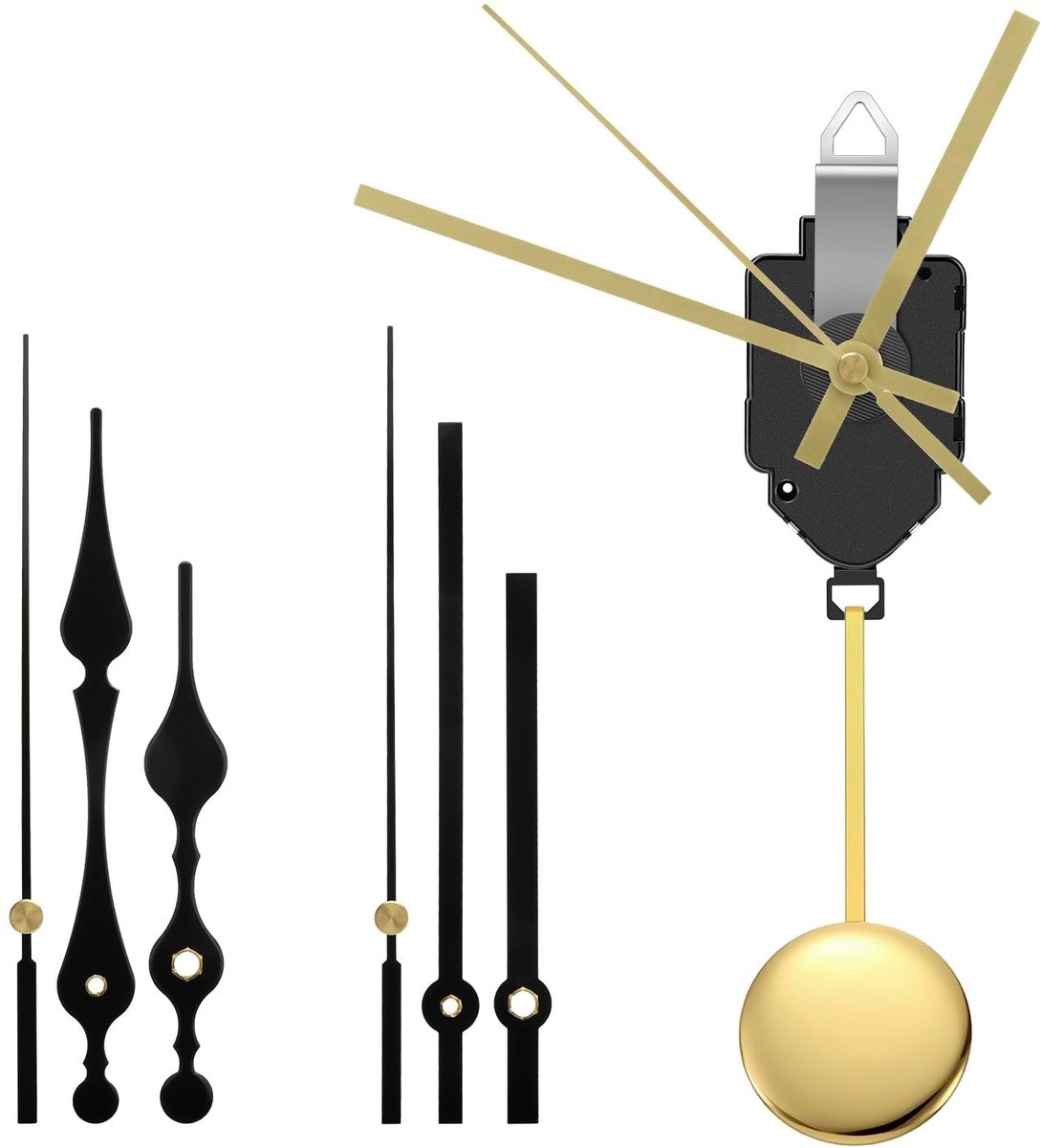 Omgoods - Pendule Klok met Tik-Beweging en 3 Paar Wijzers voor DIY