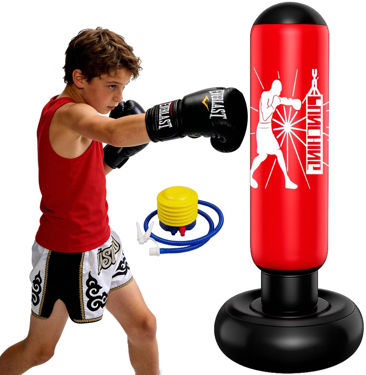 Omgoods - Inflatable Punching Bag voor Kinderen 6-12 Jaar - Perfect voor Vechtsport Training