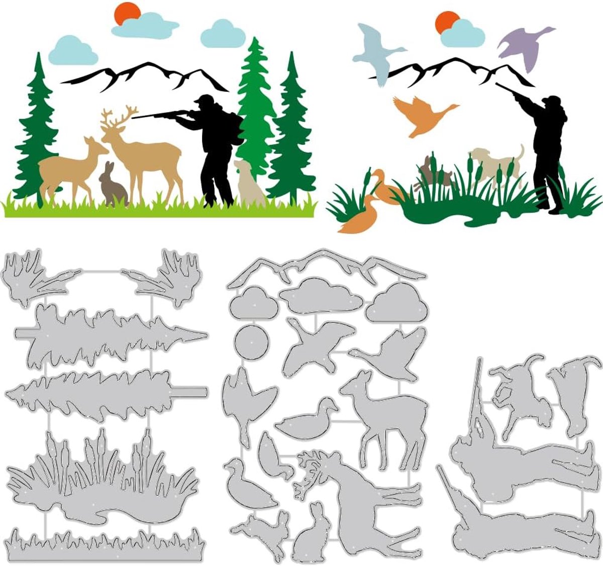 Snijmatrijzen Voor Jager Silhouet Jacht Eland Kaartenmaken Sjabloon Scrapbooking Embossingsjabloon Snijmatrijzen Voor Wenskaarten Uitnodigingen Decoratie