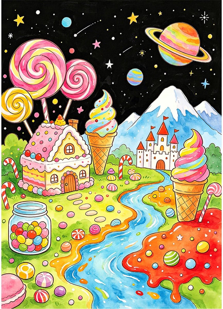 Omgoods - Diamantschilderij Dessert voor Volwassenen - 30 x 40 cm Keuken Decoratie