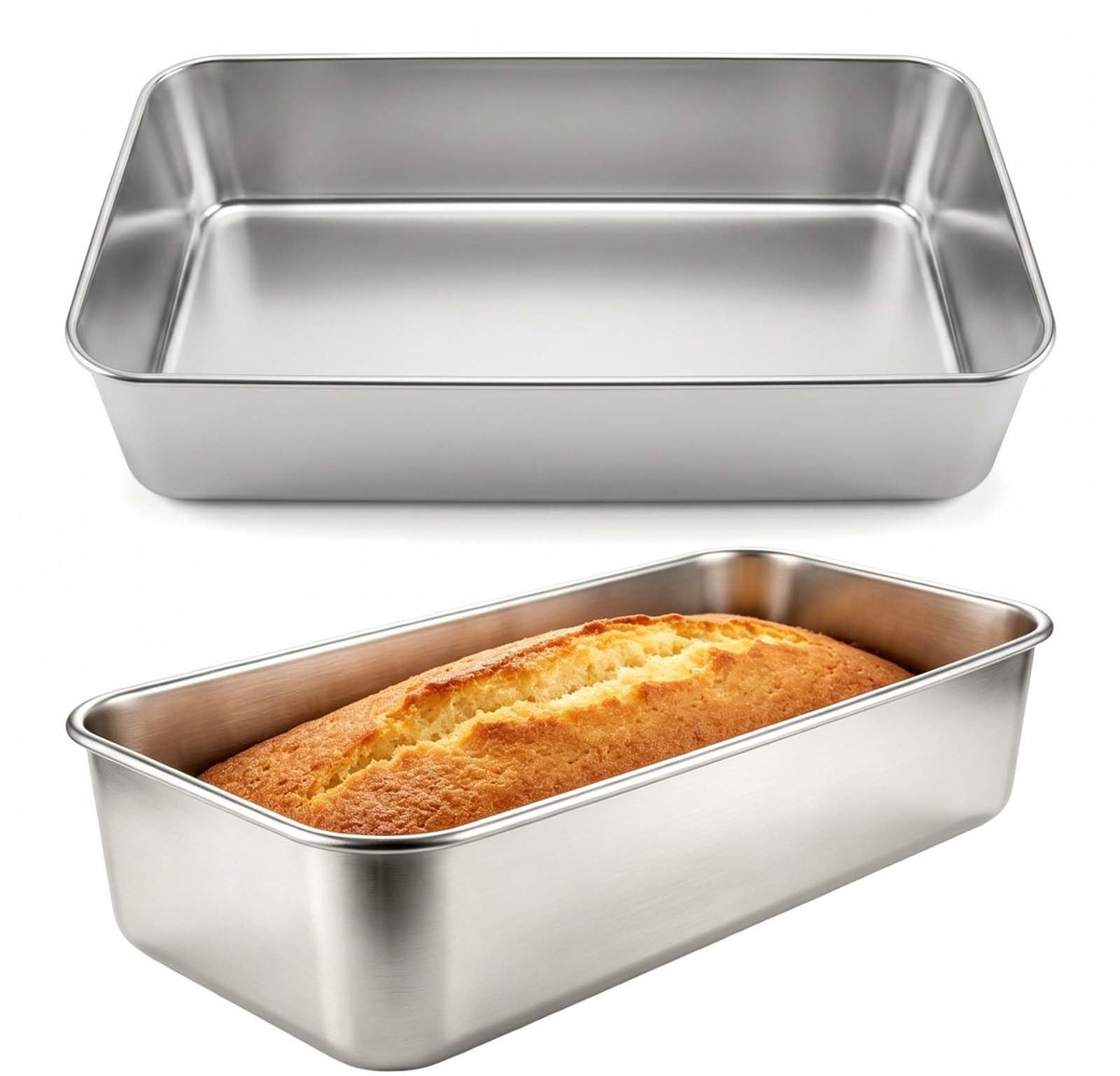 Omgoods - Roestvrijstalen Kastvorm voor Brood en Taarten - 33 x 15 x 6,7 cm