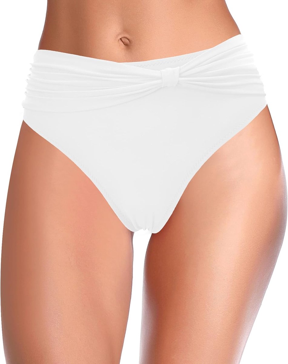 Dames Bikinibroekje Hoge Taille Zwemshorts Buikcontrole Zwembroek Ruched Bikini Bottoms Retro Onderbroek