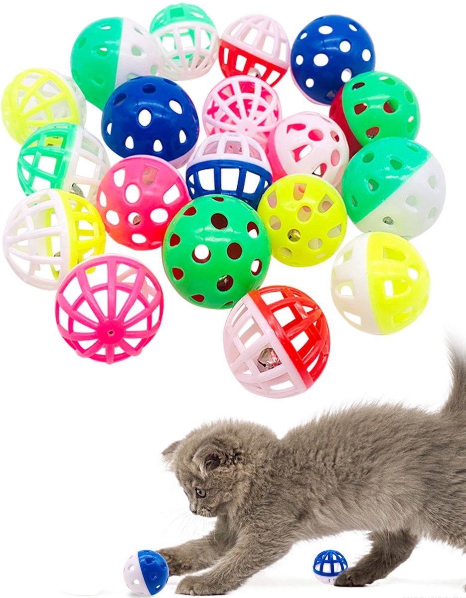 Omgoods - Set van 20 Kleurrijke Katten Speelgoed Ballen met Bel voor Kittens