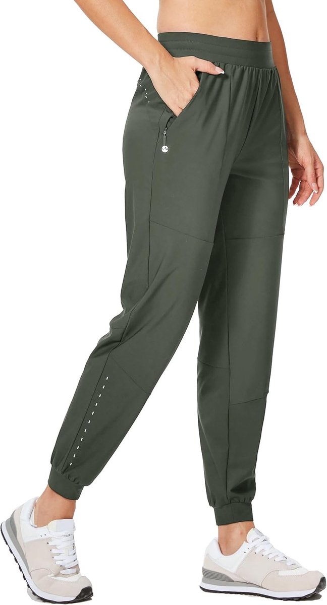 Atletische joggingbroek voor dames, hardloopbroek, joggingbroek, workout, sneldrogend, lichtgewicht met zakken met ritssluiting