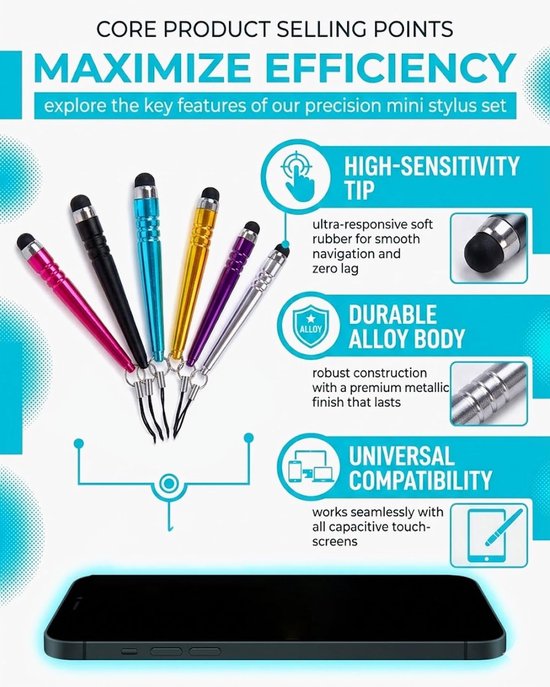 10 stuks Mini Touchscreen Stift, Universal Stylus Stift Tablet Handy Stift Hochpräzise Stylus Stiften voor Touchscreens Korte Stylus Stift Sets voor Smartphones Mobiltelefone Tablets — afbeelding 2