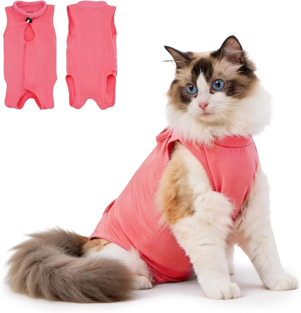 Herstelpak voor katten Postoperatie Onesie, Chirurgisch kegel van schaamte alternatief voor gesteriliseerde vrouwtjes kat, huidwondverzorging -roze(M))