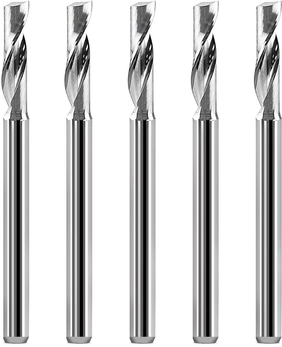 1/8 inch (3,175 mm) CNC-freesgereedschap frees één fluit spiraalboren voor aluminium wolfraamstaal metaal vingerfrees graveerbit