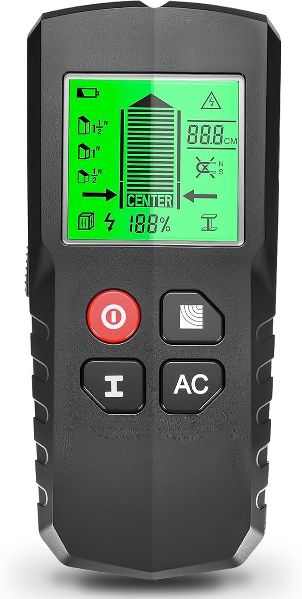 Draadzoeker, kabelzoeker, wanddetector, wanddetector, meetapparaat, wandscanner, detector, wandmetaaldetector voor hout, ijzermetaal, kabel en metaal