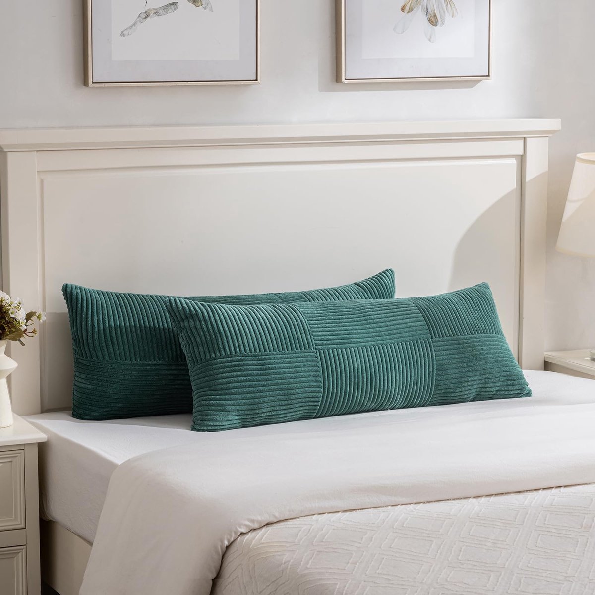 Omgoods - Set van 2 Boho Kussenhoezen 40 x 145 cm Corduroy Groen