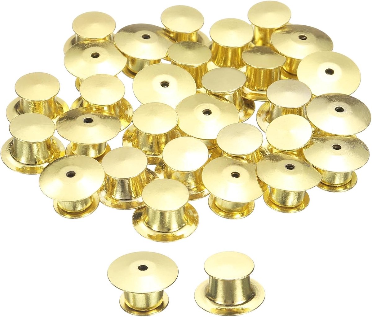 40 stuks metalen borgnaalden, naaldhouder, sluiting, platte kop, klem, naald, rugdeel, slot voor doe-het-zelf broches, knutselwerk, badge, emaille revers, goud