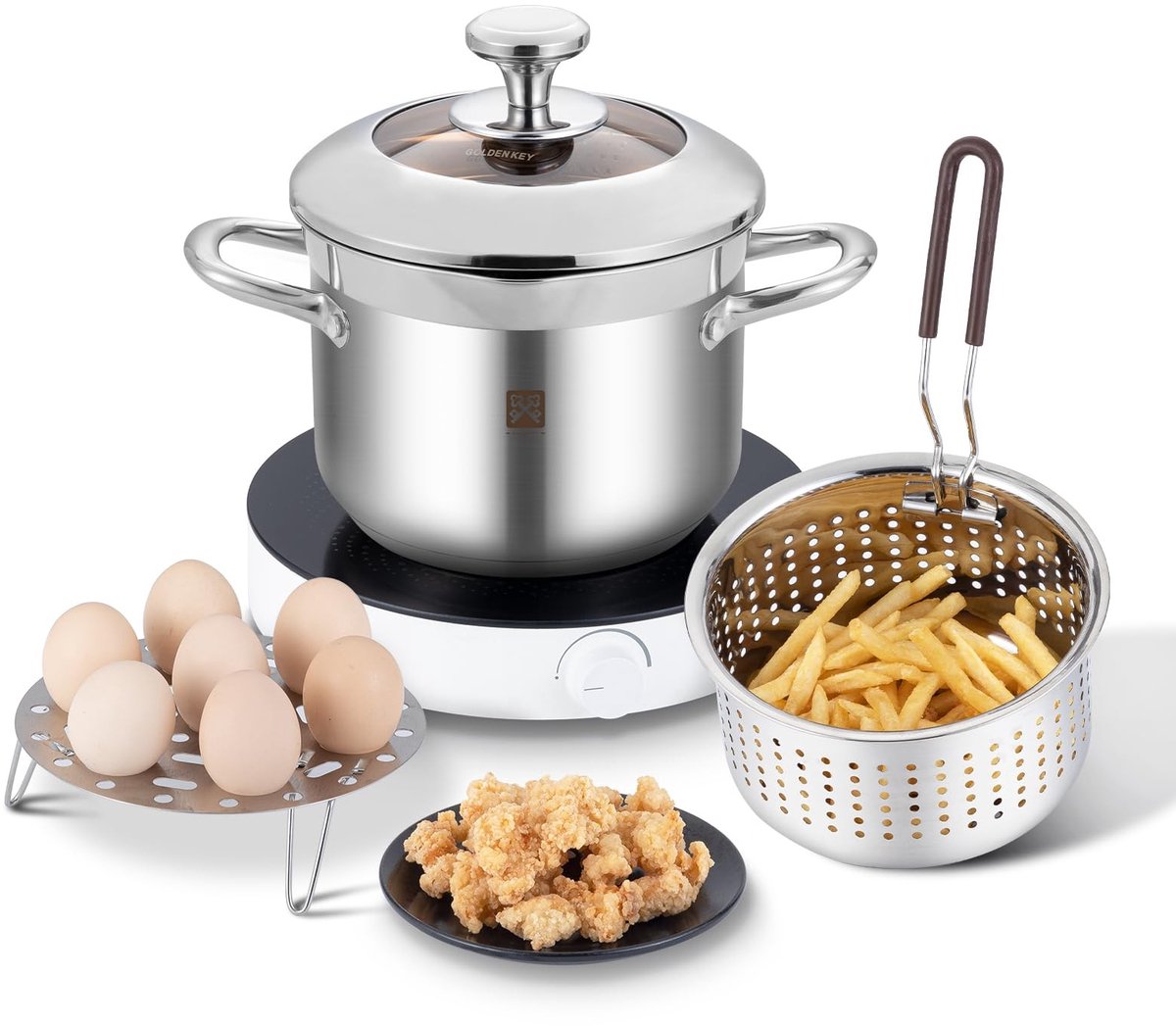Omgoods - Diepe Frituurpan met Deksel - 4 Liter