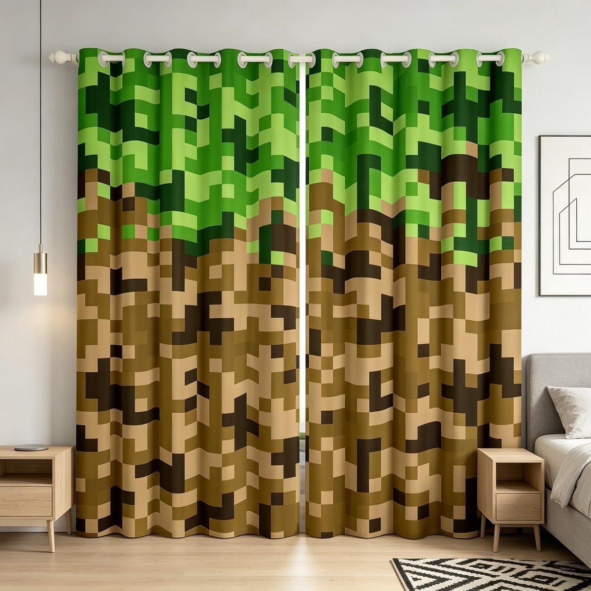 Omgoods - L-Maat Gordijnen voor Slaapkamer - Miners Stijl, 2 Panelen
