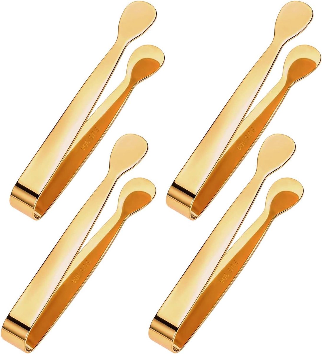 4 stuks suikertang, ijsblokentang, candybar tang, ijsblokentang, roestvrij staal, ijstang, serveertang, keukentang, suikerblokjes, metalen tang, professionele gebaktang