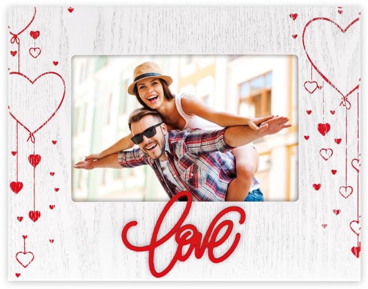 Omgoods - Fotolijst 10 x 15 cm met 3D Love Opschrift en Harten