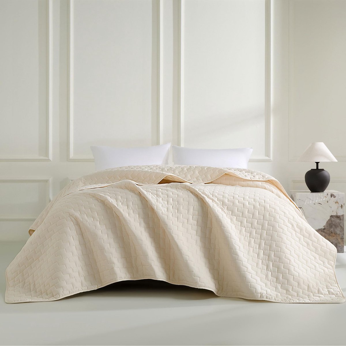 Omgoods - Beige Bedspread 220 x 240 cm - Multifunctionele Dekbedovertrek voor Bed en Sofa