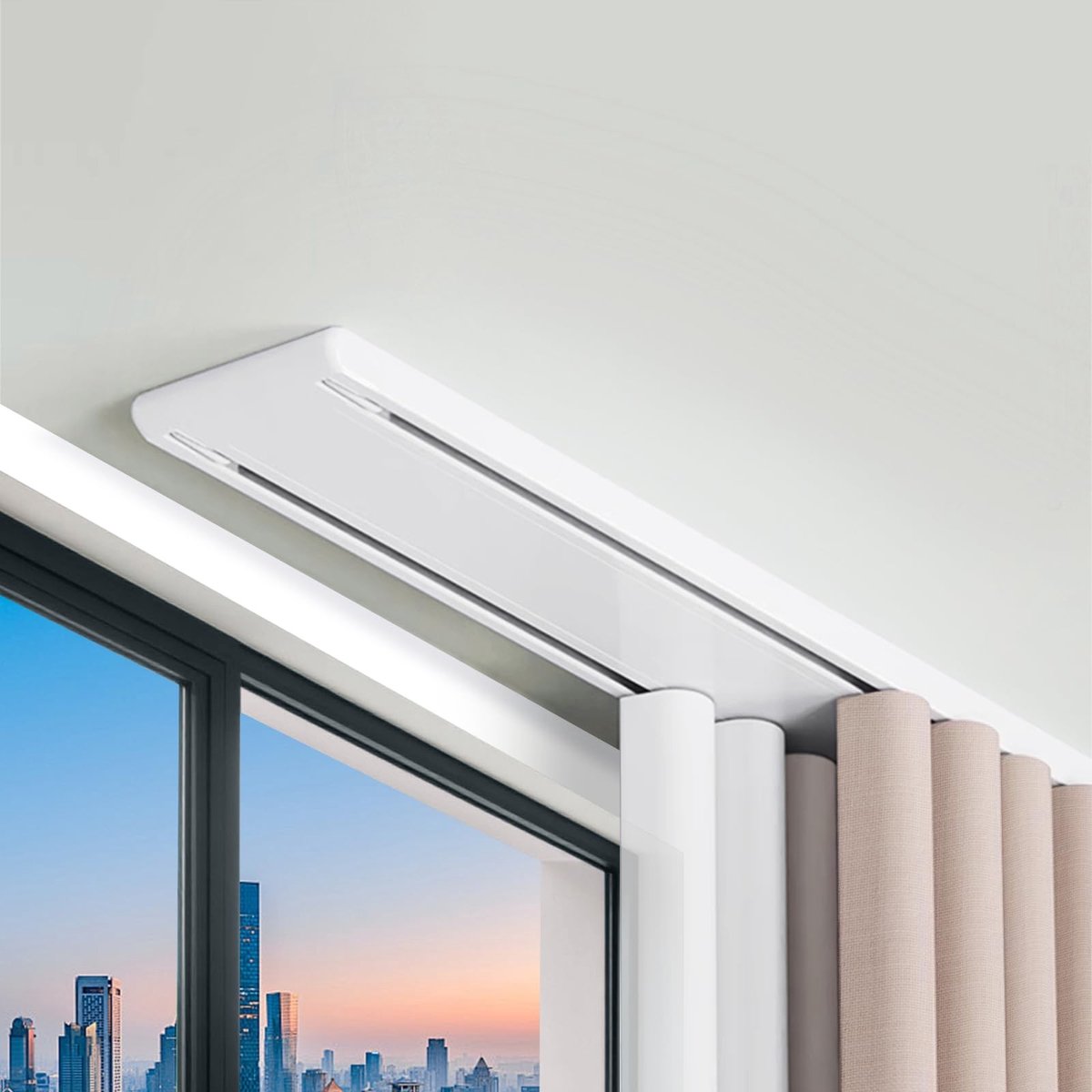 Omgoods - Dubbele Rail Plafond Bevestiging Gordijnrails - Stil en Duurzaam Aluminium 120cm
