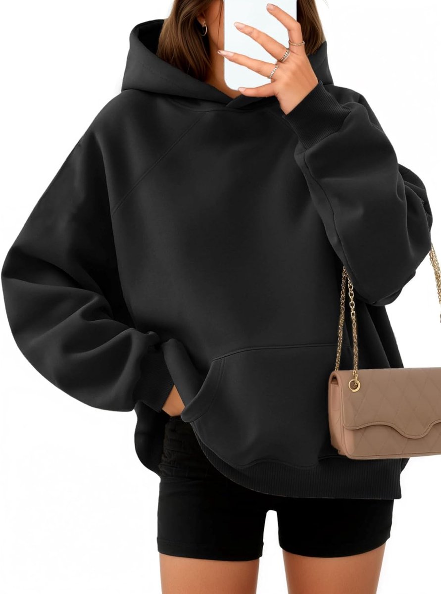 Hoodie dames oversized comfortabele katoenen trui casual hoodie effen basic hoodie lange mouwen sweatshirt met capuchon mode bovenstuk herfst