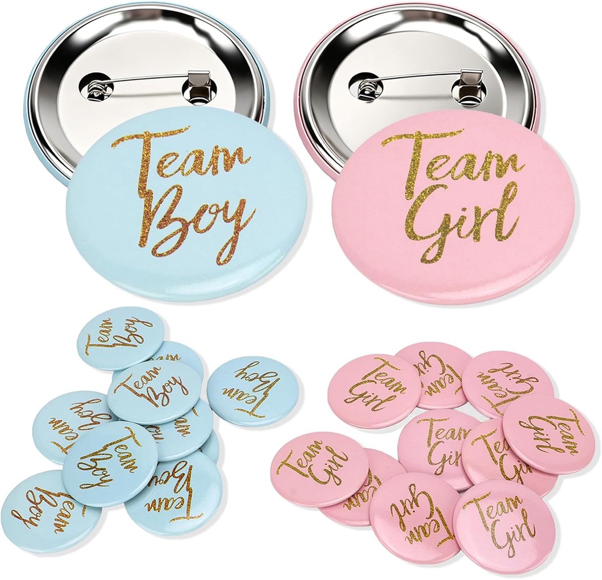 60 Stuks Gender Reveal Buttons Pins, Boy Girl Pinback Button Pins Engels Patroon Ronde Decoratieve Button Pins Party Gender Reveal Badge
