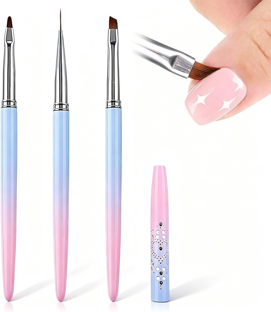 3 stuks gelkwasten voor nagels, nagelkwast, nailart uv-gelkwast, nagelaccessoires, professioneel manicuregereedschap, nail art set, gelkwast voor thuis, nageldesign kwast
