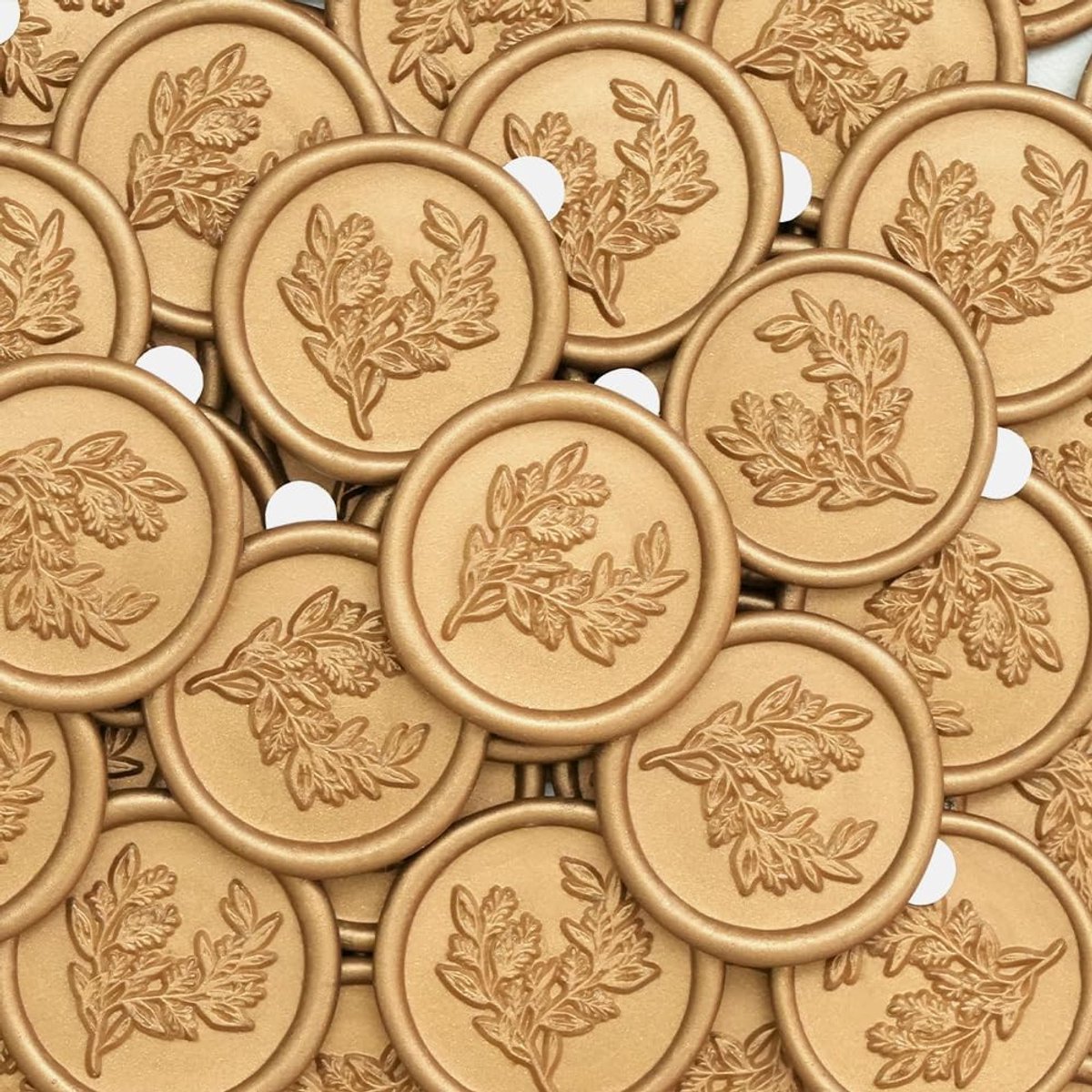 50 stuks zelfklevende waszegels met eucalyptuspatronen, zegelstickers, bruiloft voor uitnodigingen, enveloppen, enveloppen, cadeauverpakkingen (Goud)