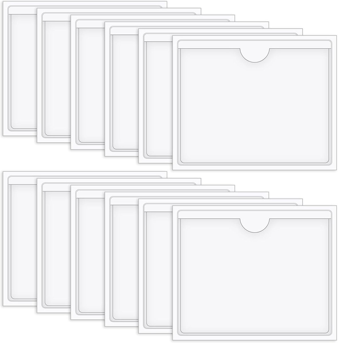 Zelfklevende zak, 12 stuks zelfklevende plastic kaartmouwen, zelfklevende visitekaartjeszakken open zijvisitekaartjeszak voor het organiseren en beschermen van uw indexkaarten…