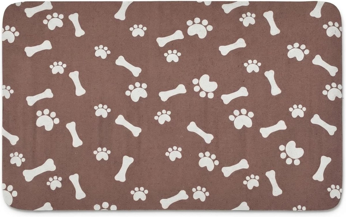 Voedermat voor huisdieren, voedermat voor honden en katten, zeer absorberend, kiezelaarde, voedermat, antislip, sneldrogend, grijs, 40 x 60 cm
