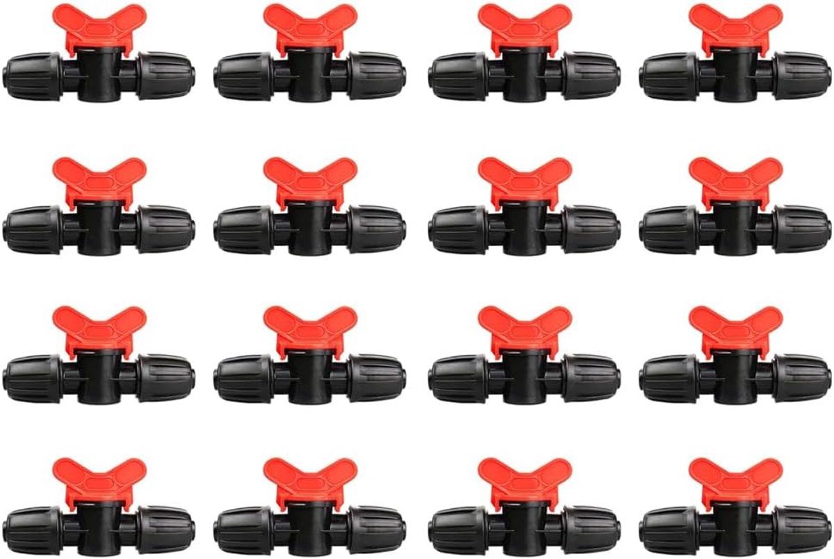 16 stuks druppelirrigatie kleppen, 12 mm buiten, afsluitbare rechte slangstopklep, water tuinslang aansluiting kunststof, tuinslang stopklep, universele koppelingsklep voor slangen