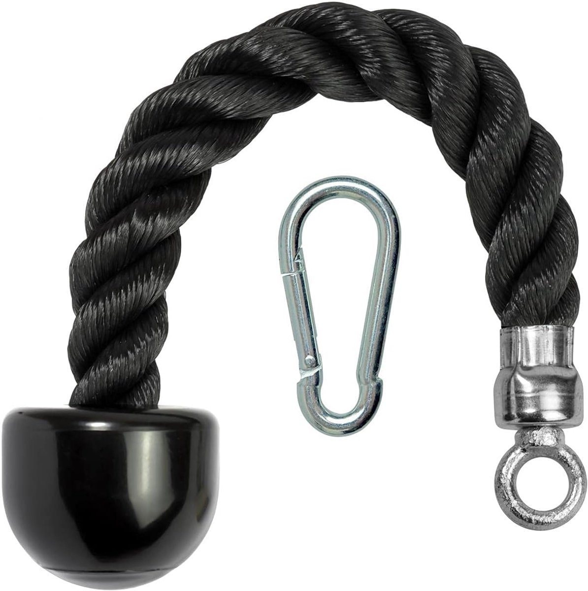 U7223 Enkele Tricep-touw, Tricep-kabelbevestiging met Karabijnhaak - Zwart