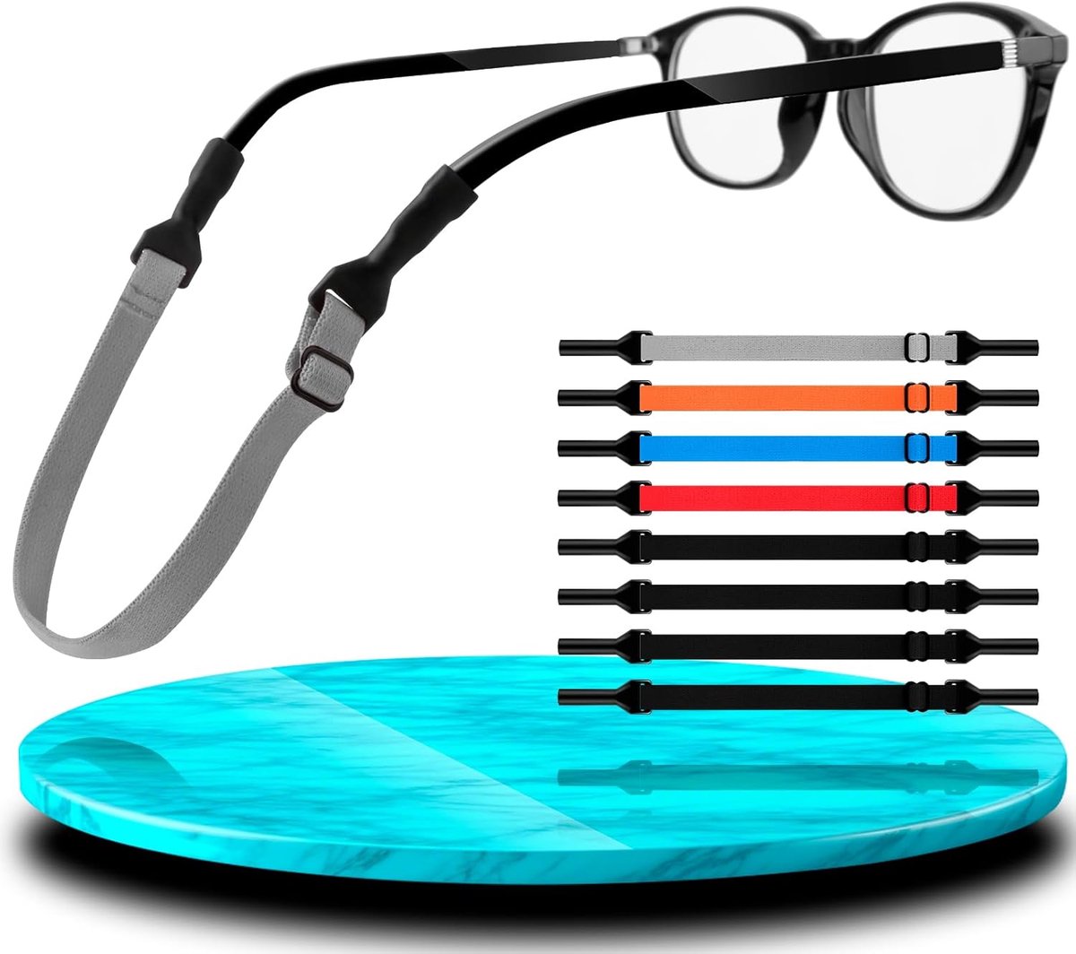 8 stuks brillenbanden met hoge elasticiteit, verstelbare brillenband, stabiel en antislip, sportbrilband geschikt voor mannen, vrouwen en kinderen, universele en uniseks elastische sportbril