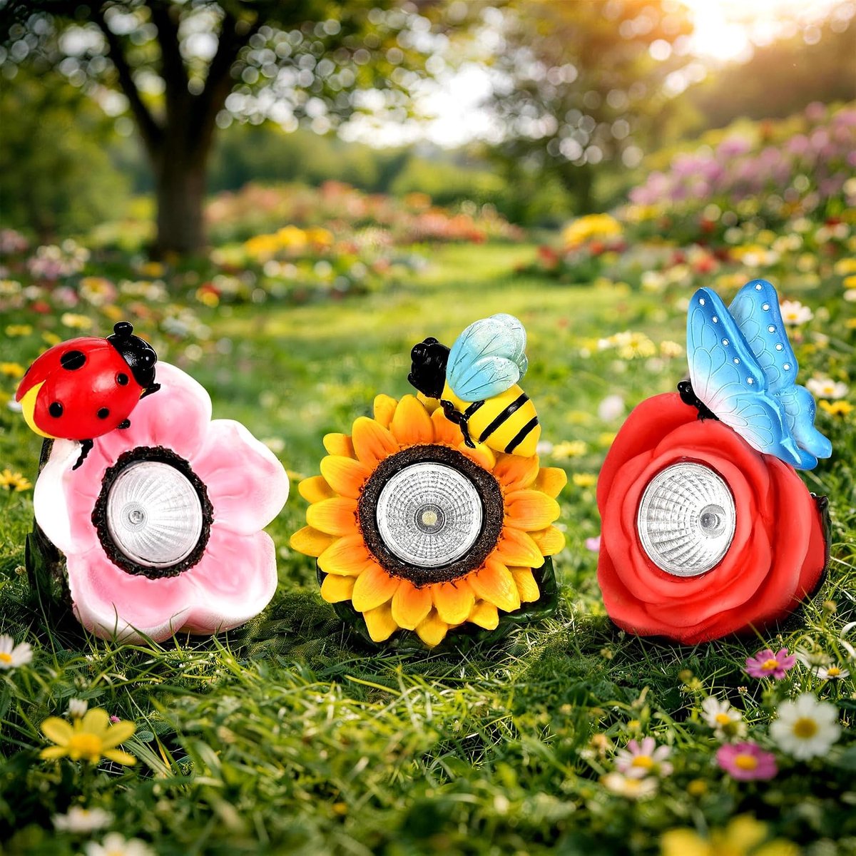 Bloembeeld tuindecoratie, 3 kleuren bloementuinbeeld, geschenken voor vrouwen, geschenken voor mama, tuindecoraties voor terras