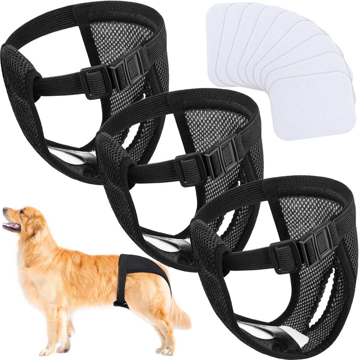 Luiers met 9 maandverband wasbare beschermende broek voor teefje puppy in warmte maandelijks bloeden wasbare beschermende broek, zwart (XL)
