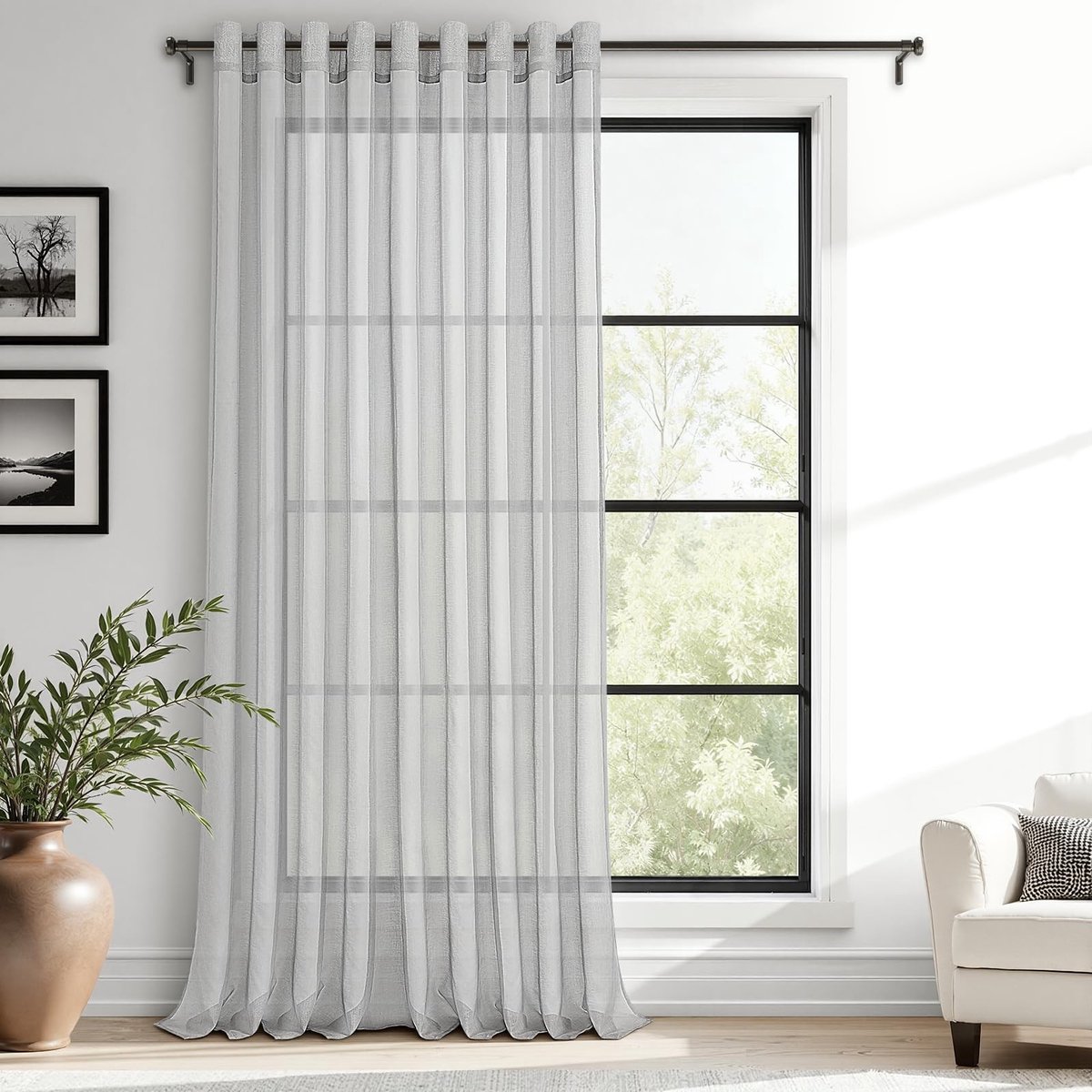 Omgoods - Transparante Gordijn Lichtgrijs 200 x 245 cm - Stijlvolle Raamdecoratie