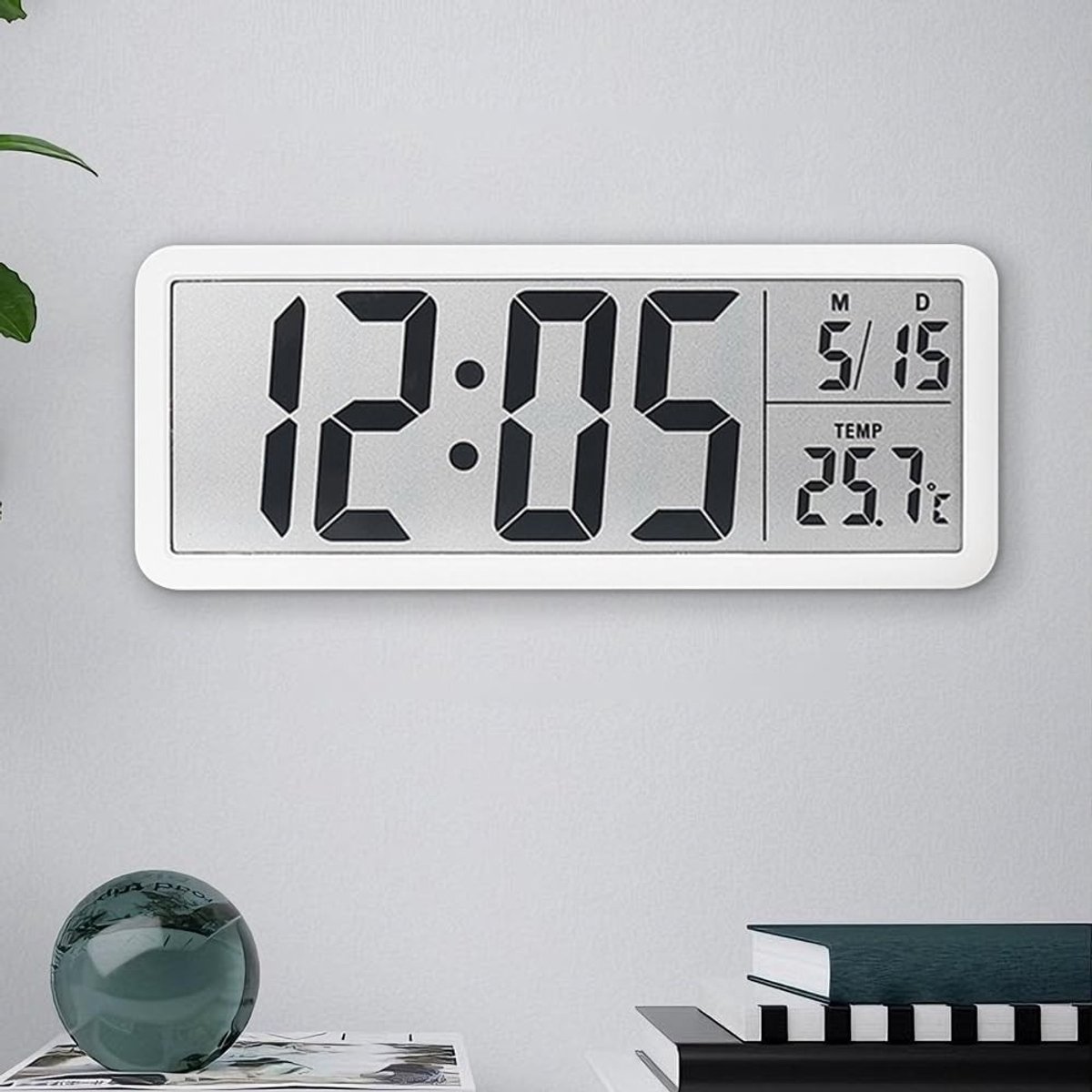 Omgoods - Digitale Wandklok met Groot Scherm - Temperatuur en 12/24 Uur Weergave