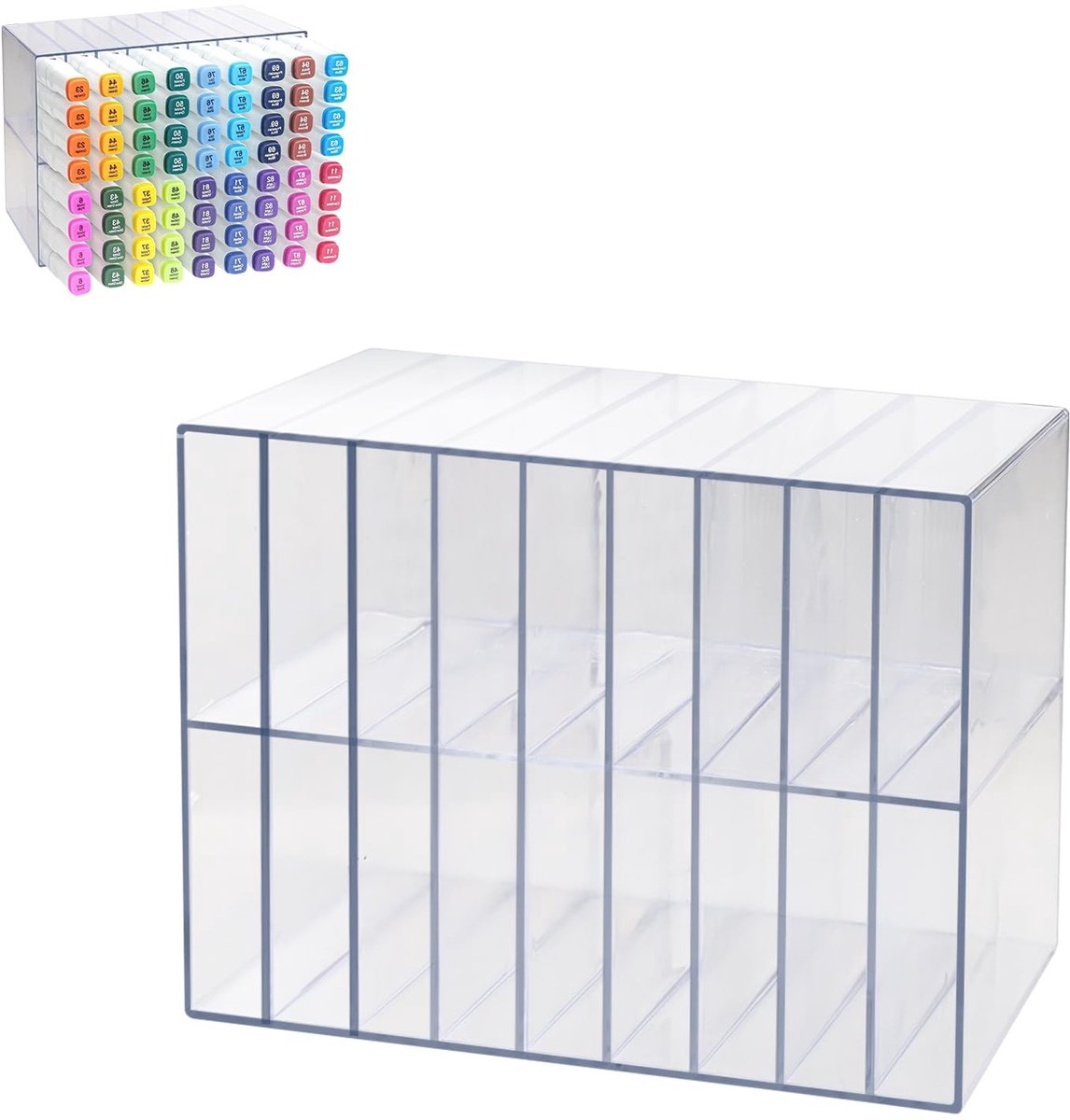 Omgoods - Marker Organizer voor Bureau - Horizontale Opbergdoos voor 72 Stiften