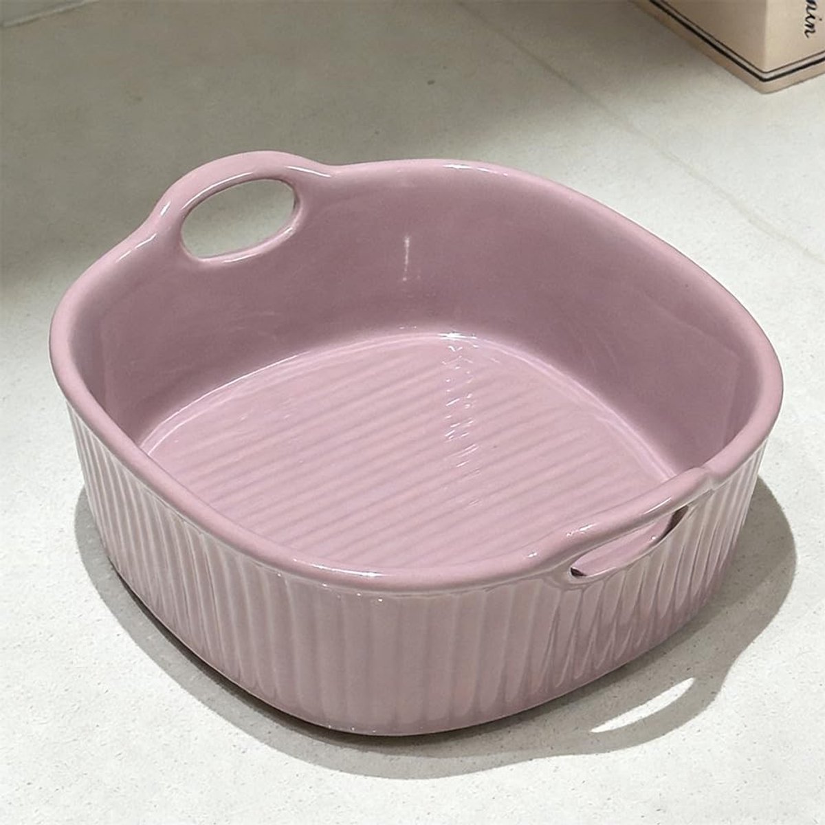 Omgoods - Ronde Keramische Bakvorm voor Air Fryer - 18 x 17 x 6 cm, Lila