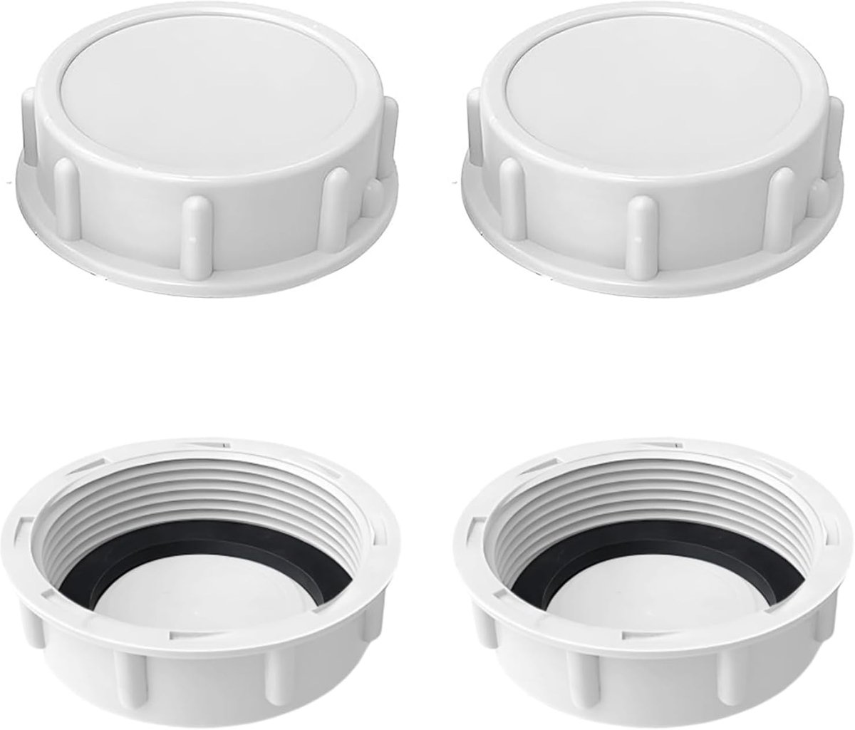 4 stuks 40 mm pvc-afsluitstoppen met schroefdraad (met rubberen afdichting), waterdichte kunststof stop met binnendraad, buisaansluiting, geschikt voor wasmachines, keuken- en