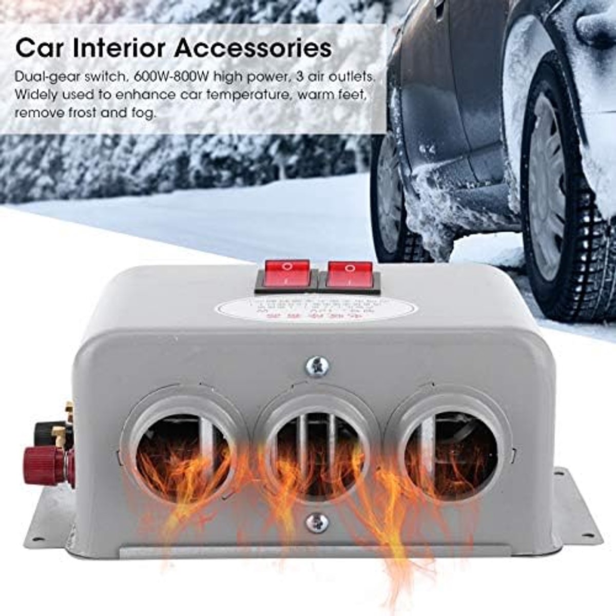 autoverwarmer 12V, 400W tot 600W, 3-gaats Winter Snelle verwarming Warmer Vorstverwijdering Geluidsarm 3-gaats autoverwarmer