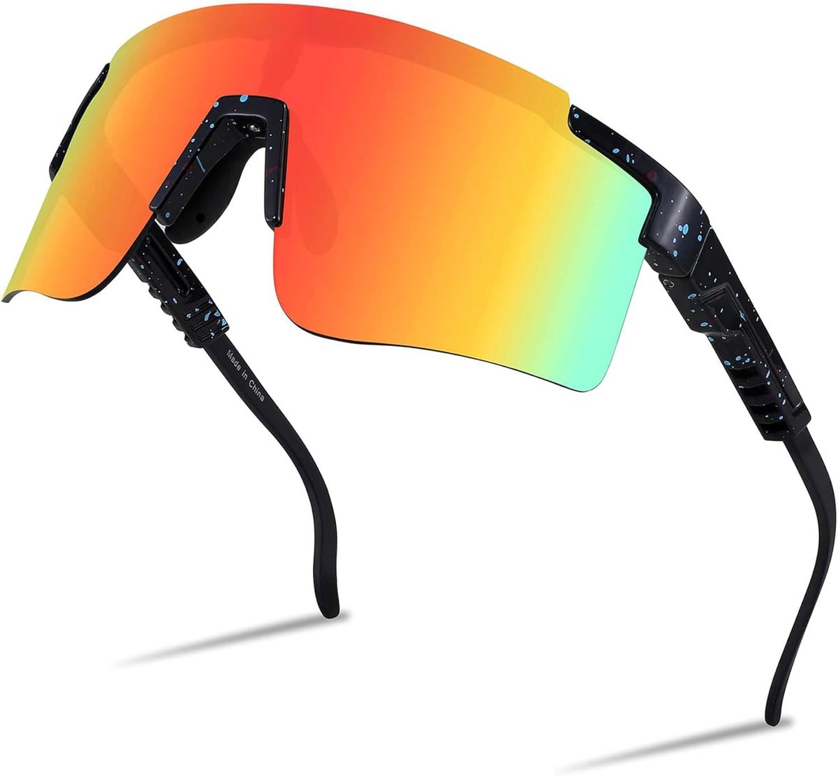Grote Spiegelend Wielrenbril Heren en Dames B2837 | Spiegelend Sport Zonnebril, Wielrennen/Tennis/Basebal. UV400 Bescherming
