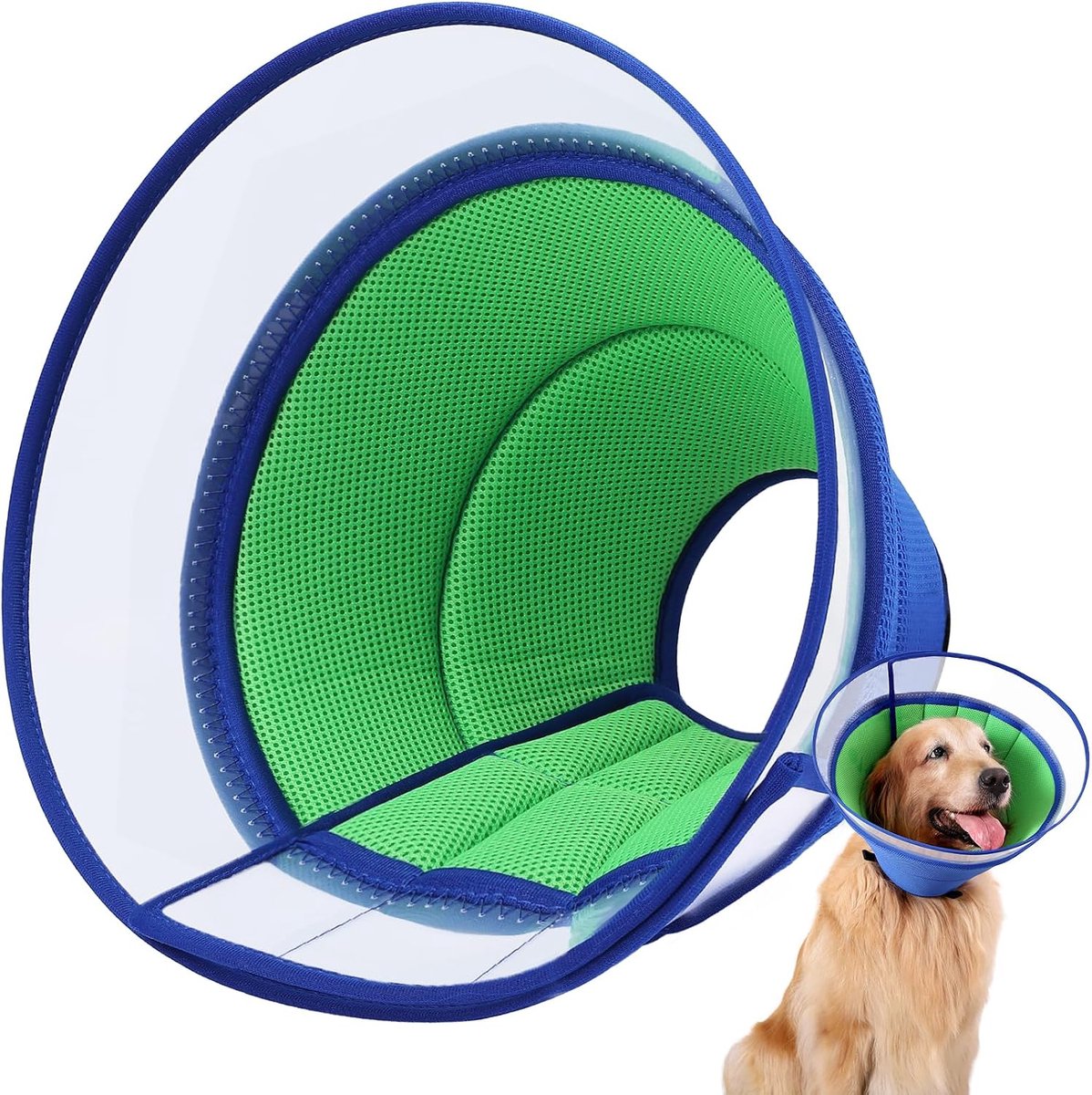 Hondenhalskraag, Beschermkraag Tegen Likken voor Honden, Ademende Hondenhalskraag, Verstelbare Hondenkraag Tegen Likken, Lichte Halskragen voor Honden (Maat 5, Blauw)