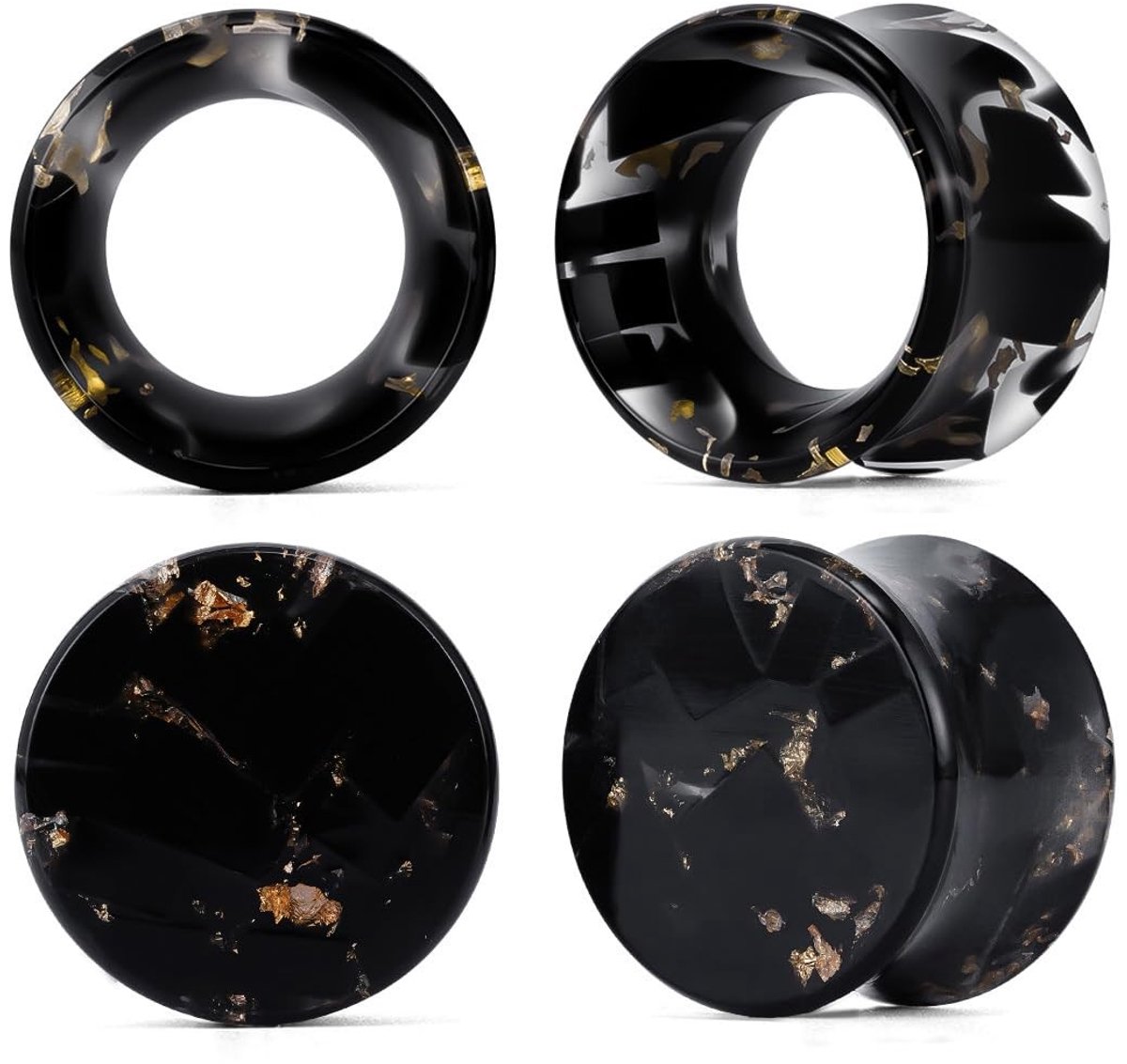 Omgoods - Set van 2 paar kleurrijke acryl oordopjes en tunnels voor piercings