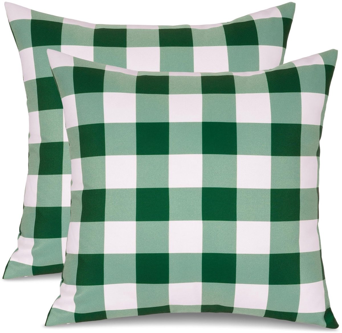 Omgoods - Set van 2 Groene Gingham Buiten Kussenhoezen 45 x 45 cm - Waterbestendig
