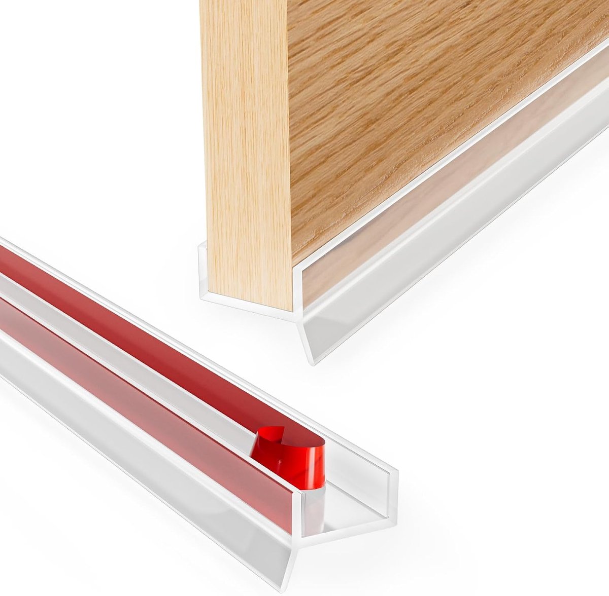 Flexibele rubberen afdichtstrip, zelfklevende keukenvoordeur plintafdichtingsstrip, duurzame tochtstrip voor 15 mm, 16 mm, 17 mm dikte kickboardpaneel keukendeuren (transparant 2,5 m)