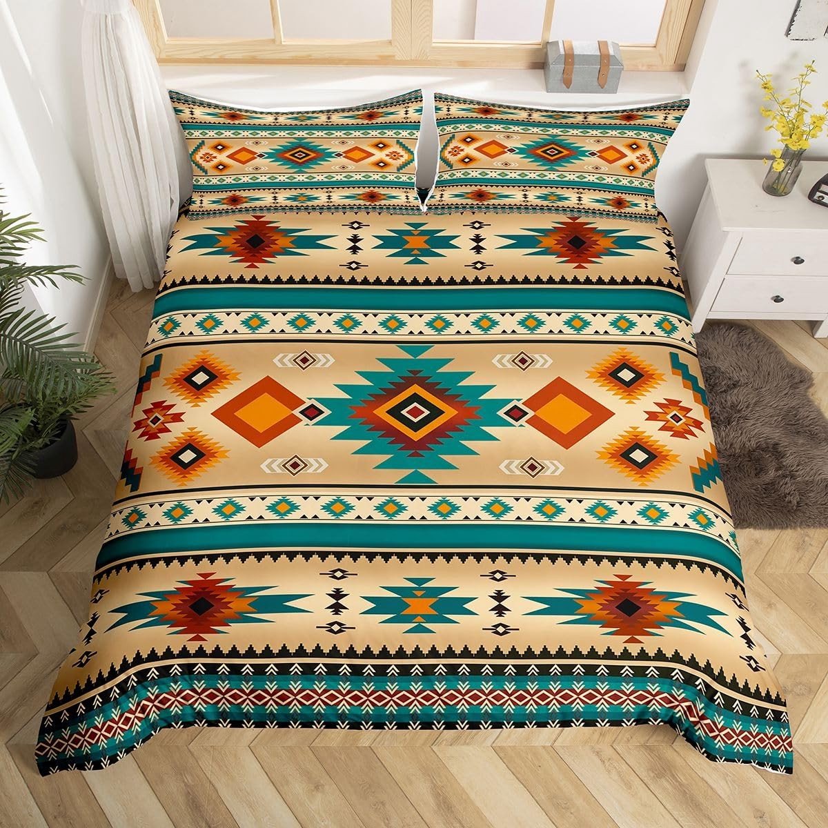 Omgoods - Azteken Beddengoed Set voor Tweepersoonsbed met Dekbedovertrek en Kussenslopen